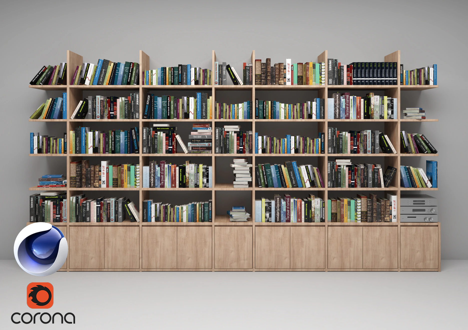 Bookshelf - Corona - C4D 3D Model .c4d .max .obj .3ds .fbx .stl .blend