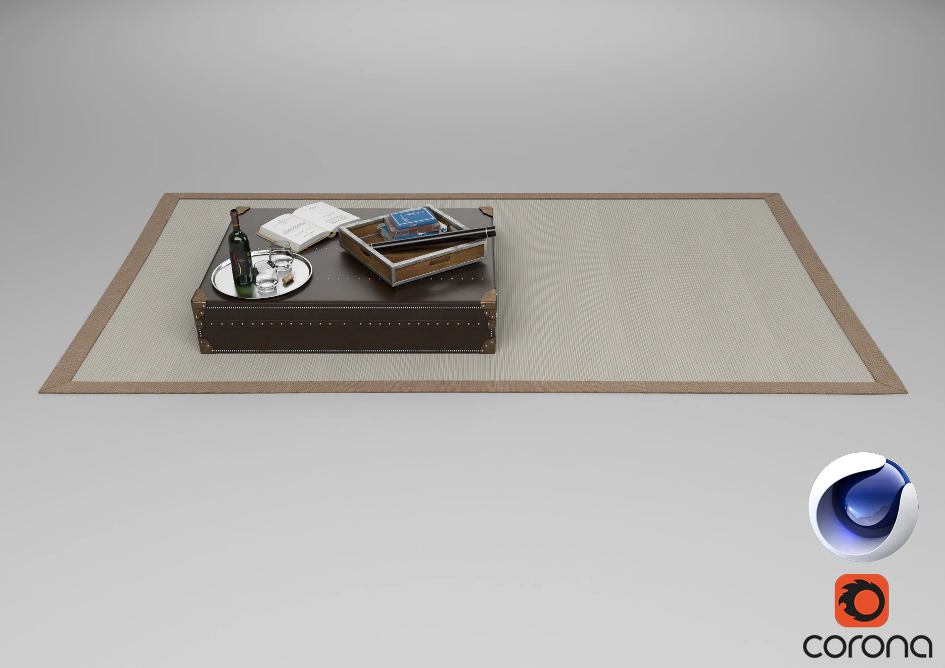 Carpet and Table - Corona - C4D 3D Model .c4d .max .obj .3ds .fbx .stl .blend 