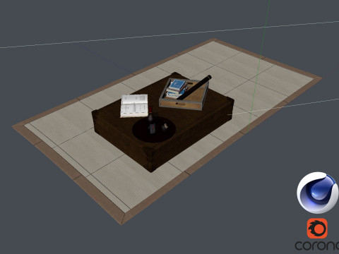 Carpet and Table - Corona - C4D Modelo 3D