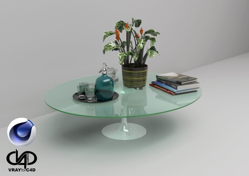 Glass Coffee Table - Vray6 - C4D Modelo 3D .c4d .max .obj .3ds .fbx .stl .blend