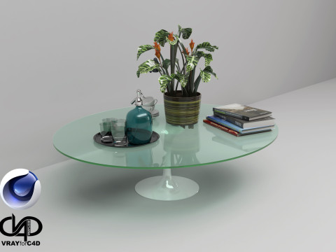Glass Coffee Table - Vray6 - C4D 3D Model