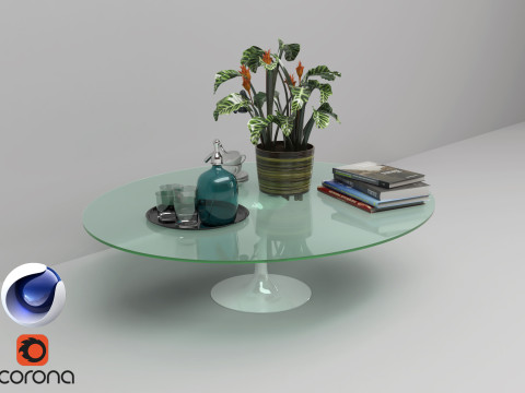 Glass Coffee Table - Corona - C4D 3D Model