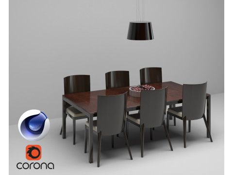 Table and Chair - Corona - C4D Modelo 3D