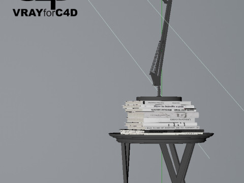 Table Books and Lamp - Vray6 - C4D 3D मॉडल