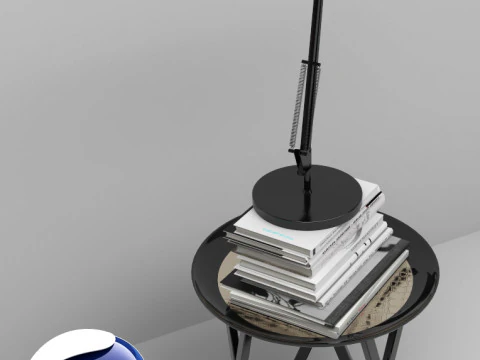 Table Books and Lamp - Corona - C4D 3D Model