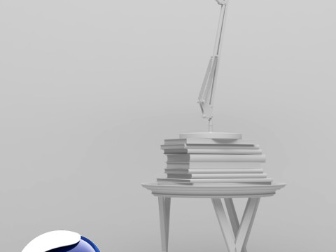Table Books and Lamp - Corona - C4D 3D Модель