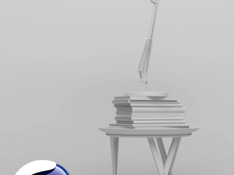 Table Books and Lamp - Corona - C4D 3D Model
