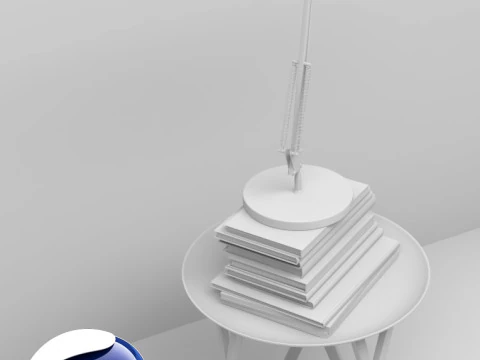 Table Books and Lamp - Corona - C4D 3D Model