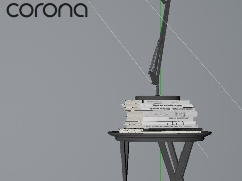 Table Books and Lamp - Corona - C4D 3D Модель