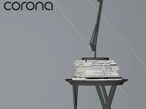 Table Books and Lamp - Corona - C4D 3D Model