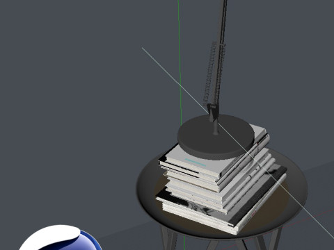 Table Books and Lamp - Corona - C4D 3D Модель