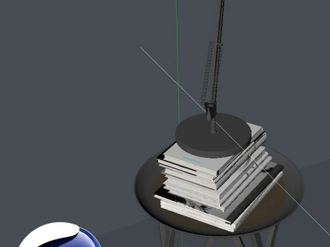 Table Books and Lamp - Corona - C4D 3D Model