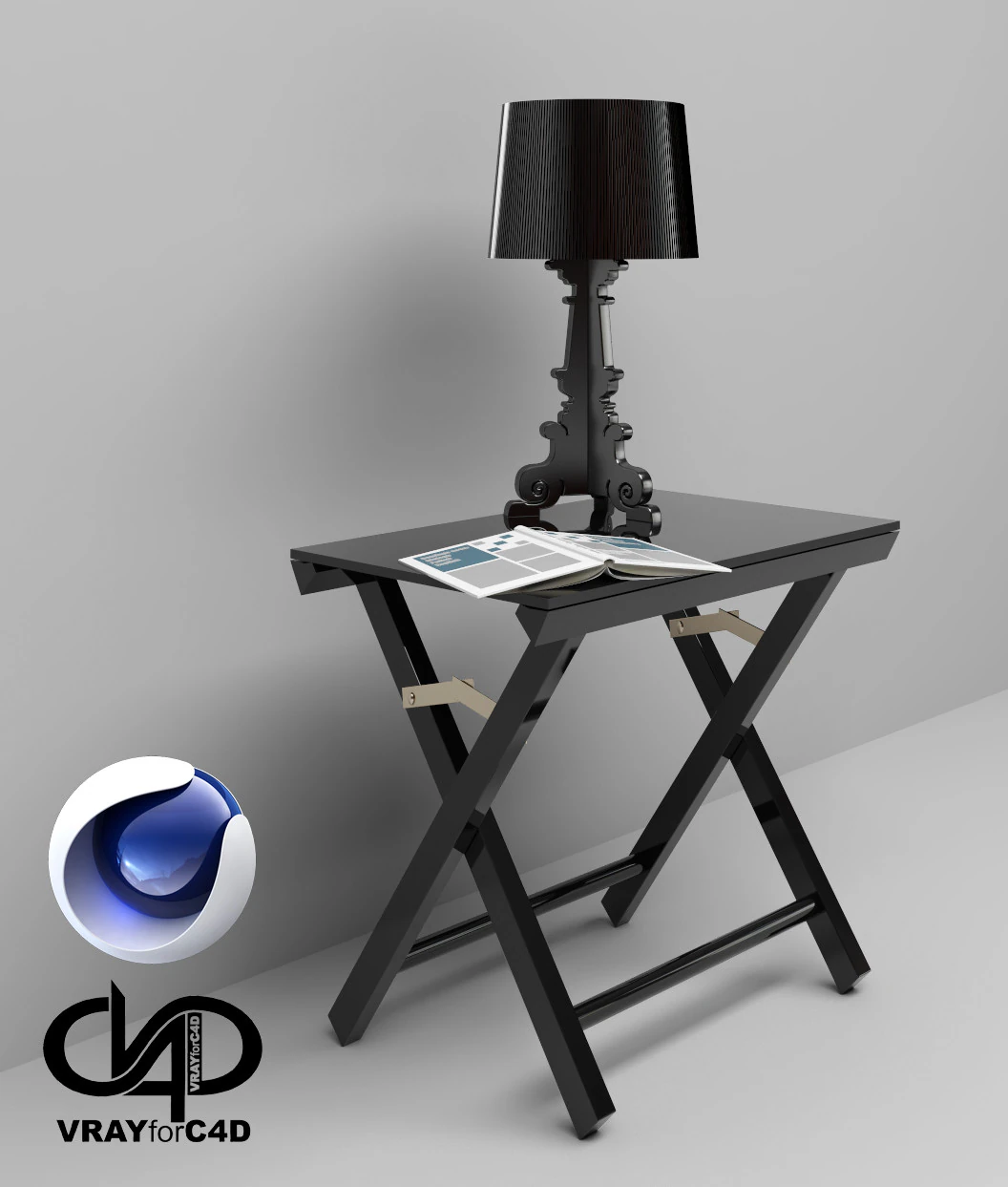 Table and Lamp 2 - Vray6 - C4D 3D Model .c4d .max .obj .3ds .fbx .stl .blend