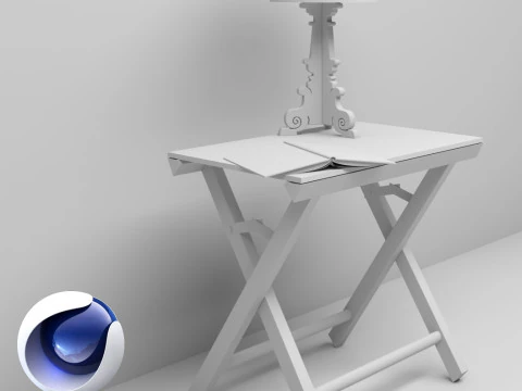 Table and Lamp 2 - Vray6 - C4D 3D Model
