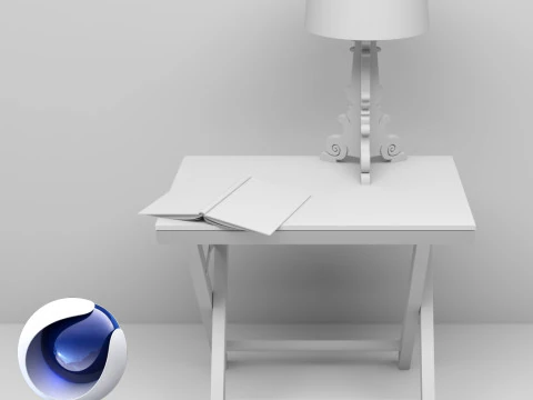 Table and Lamp 2 - Vray6 - C4D 3D Model