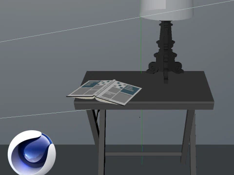 Table and Lamp 2 - Vray6 - C4D 3D Model