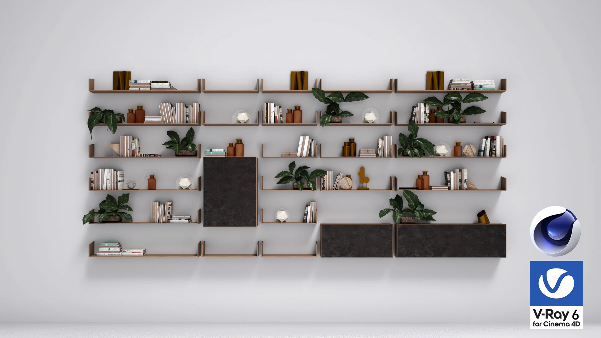 Equipped Wall 2 - Vray6 - C4D 3D Model .c4d .max .obj .3ds .fbx .stl .blend