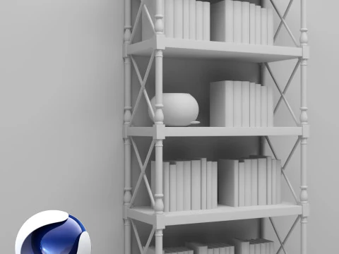 Bookshelf 2 - Corona - C4D 3D Model