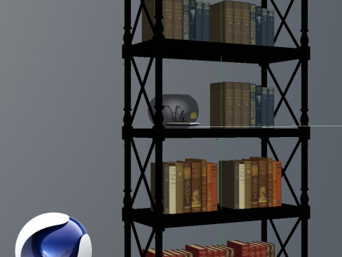 Bookshelf 2 - Corona - C4D 3D Model