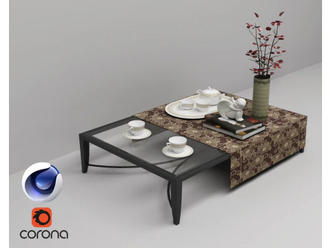 Mesa de centro de cristal 2 - Corona - C4D Modelo 3D