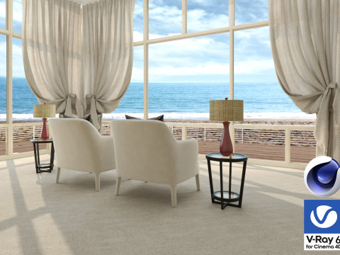 Living room 11 Vray6 - C4D 3D Model