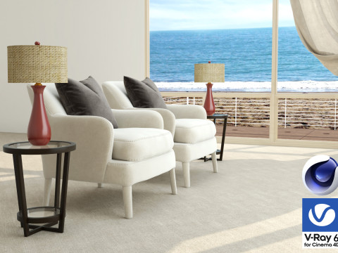 Living room 11 Vray6 - C4D 3D 모델