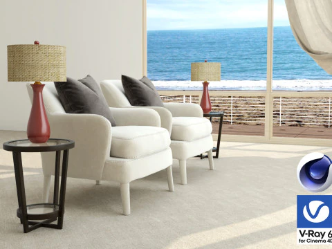 Living room 11 Vray6 - C4D 3D Model