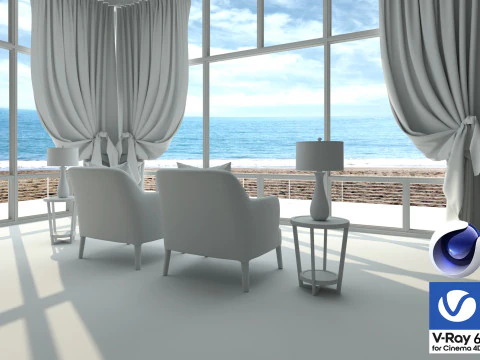 Living room 11 Vray6 - C4D 3D Model