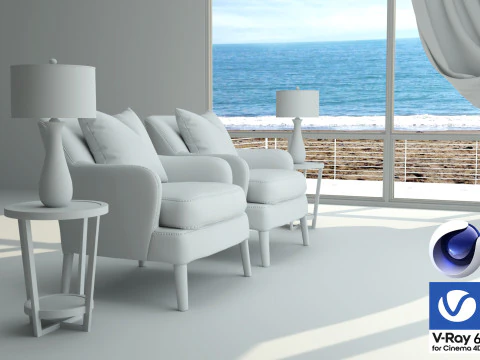 Living room 11 Vray6 - C4D 3D Model