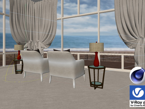 Living room 11 Vray6 - C4D 3D 모델