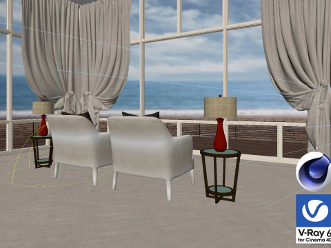 Living room 11 Vray6 - C4D 3D Model