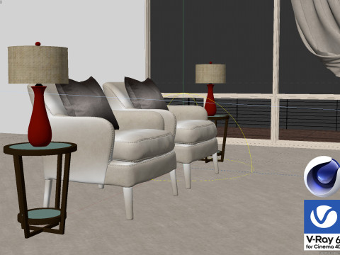 Living room 11 Vray6 - C4D 3D 모델