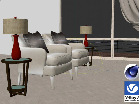 Living room 11 Vray6 - C4D 3D Model