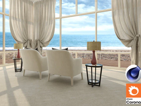 Living room 11 Corona - C4D 3D Model