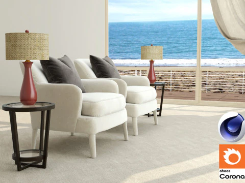 Living room 11 Corona - C4D 3D Model