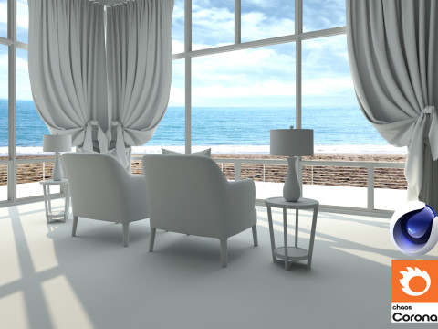 Living room 11 Corona - C4D Modèle 3D