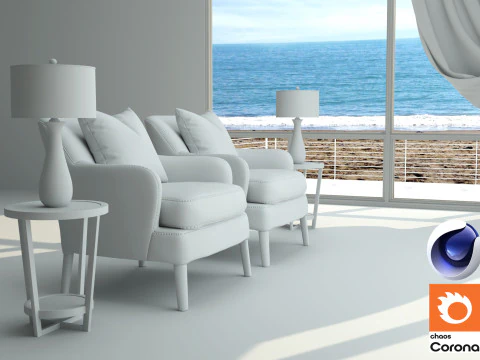 Living room 11 Corona - C4D 3D Model
