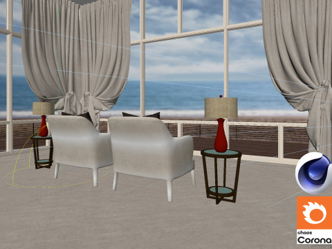 Living room 11 Corona - C4D Modèle 3D