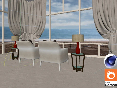 Living room 11 Corona - C4D 3D Model