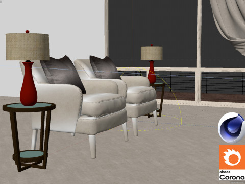 Living room 11 Corona - C4D Modèle 3D