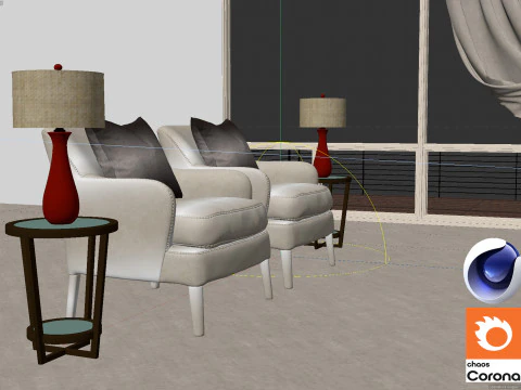 Living room 11 Corona - C4D 3D Model
