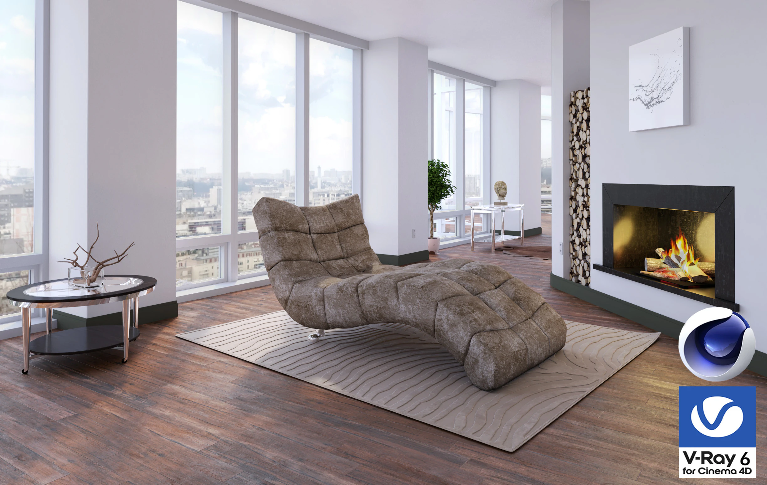 Living room 12 - Vray6 - C4D 3D Model .c4d .max .obj .3ds .fbx .stl .blend 