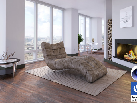Living room 12 - Vray6 - C4D 3D-Modell