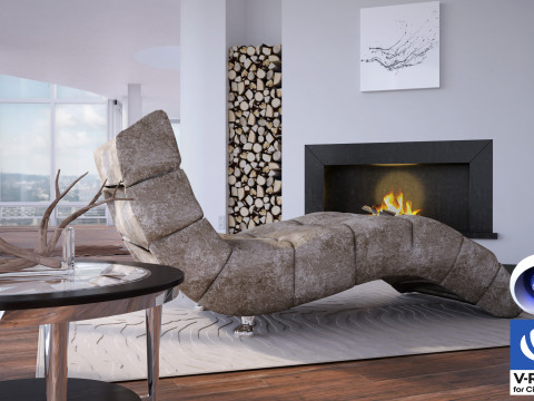 Living room 12 - Vray6 - C4D 3D Модель