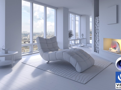 Living room 12 - Vray6 - C4D 3D Модель
