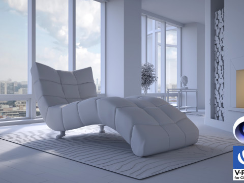 Living room 12 - Vray6 - C4D 3D Модель