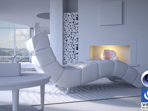 Living room 12 - Vray6 - C4D 3D Модель