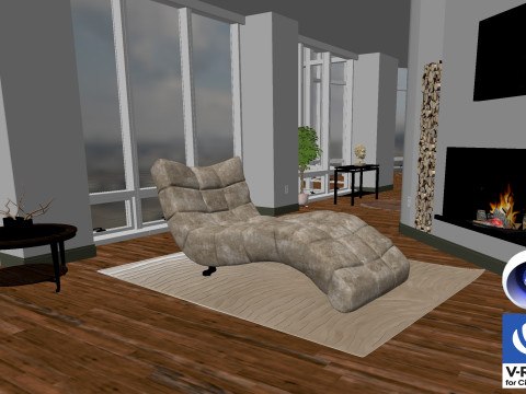 Living room 12 - Vray6 - C4D 3D Модель