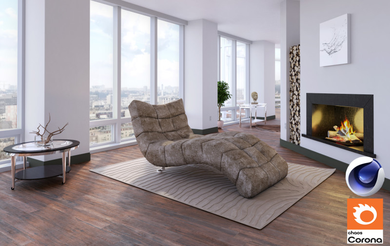 Living room 12 - Corona - C4D 3D Модель .c4d .max .obj .3ds .fbx .stl .blend 