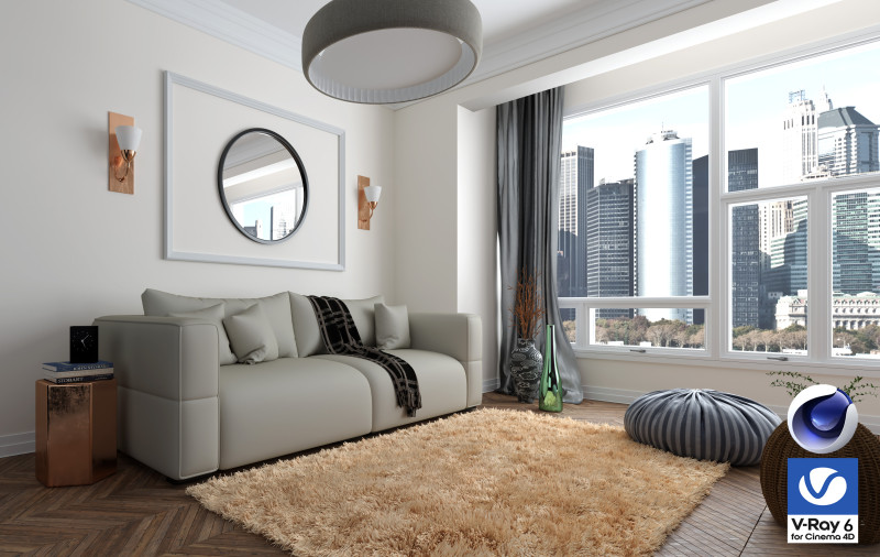 Living room 13 Vray6 - C4D Modello 3D .c4d .max .obj .3ds .fbx .stl .blend
